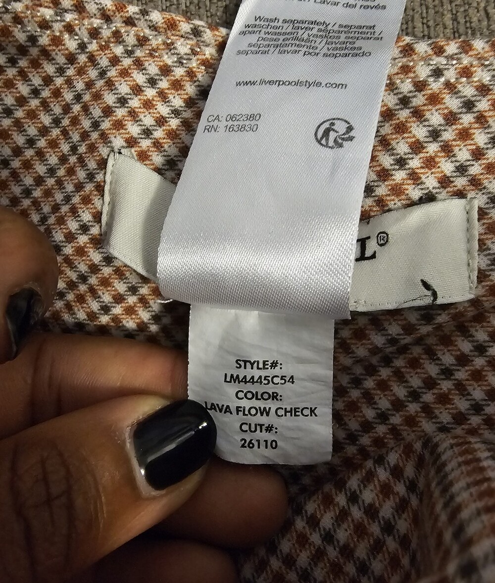 Liverpool Stella Kick Flare Lava Flow Check Casual Tan Gray Pants Size 10/30 - Picture 6 of 8